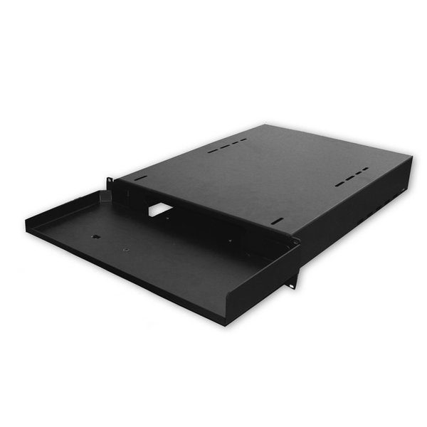 Quest Mfg Keyboard Shelf With Pull-Out Mouse Tray, 1U, 19" x 15"D, Black ES1119-0115
